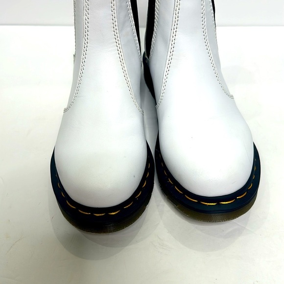 Dr. Martens White Slip On Chelsea Chunky Combat Smooth Leather Round Toe Boots - Picture 6 of 14